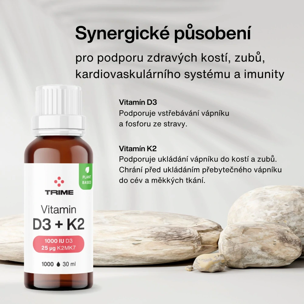 TRIME Vitamín D3 + K2, 1000 IU D3 / 25ug K2-MK7 - 28.5 ml