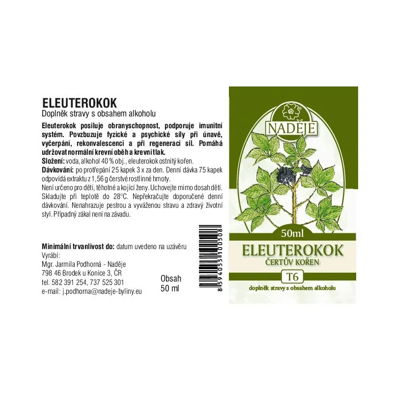 Eleuterokok /čertův kořen/ Naděje - tinktura z byliny